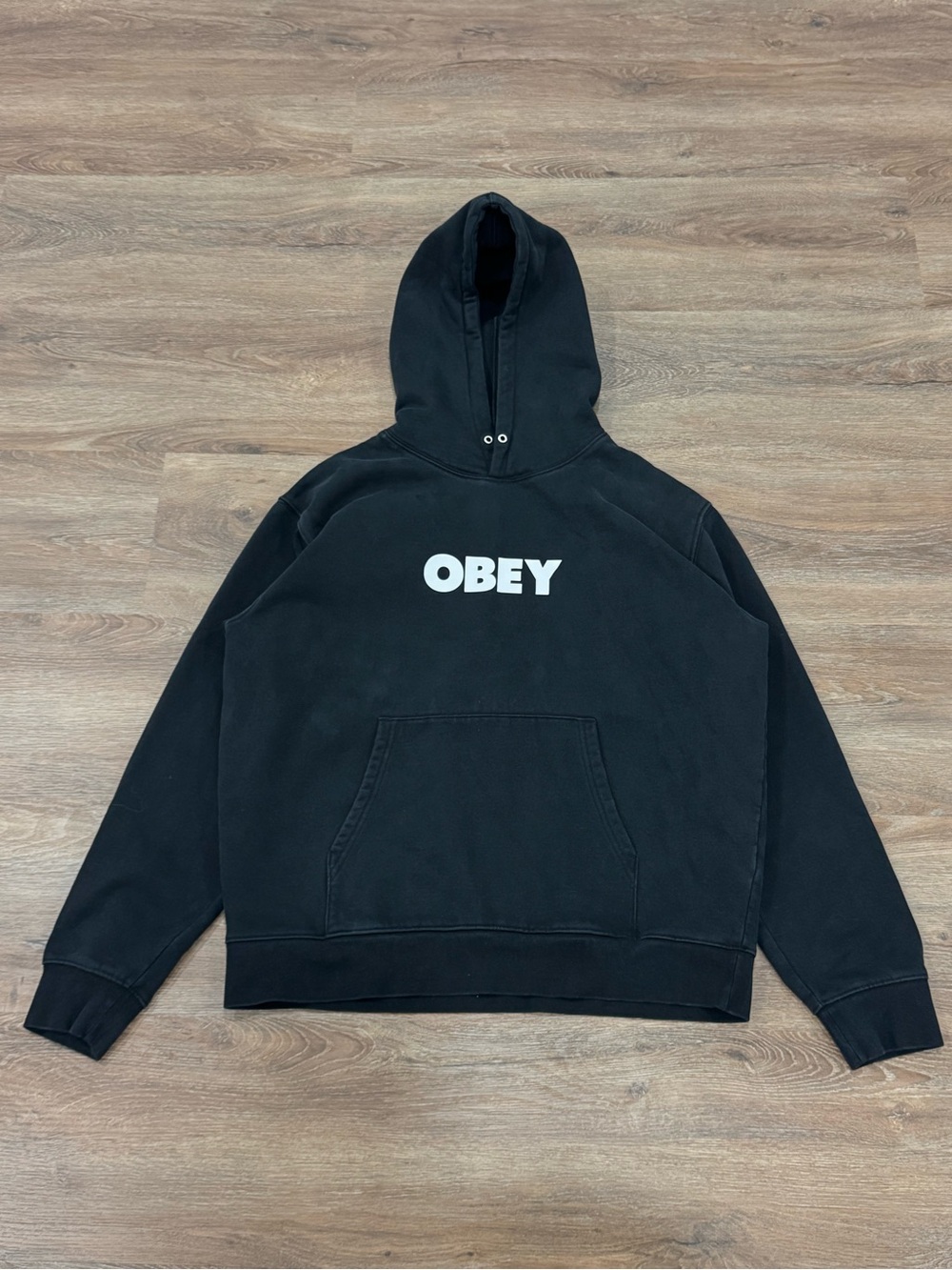 Y2K 2006 Obey Black Hoodie with White Logo